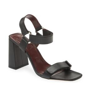 Staud Betty Squared Block Heel Sandal Size 12 Black Leather Adjustable Straps